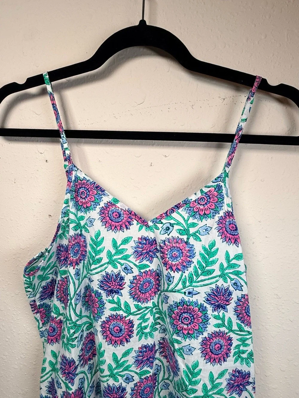 J.Crew Floral Mixed Print Sundress Tiered Striped Hem Cotton Cottagecore Dress